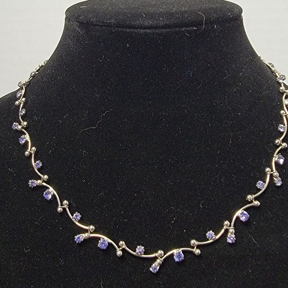 Monet Silver Necklace with Purple Accents